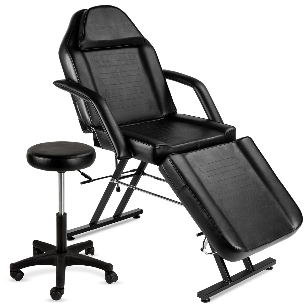 Best Choice Products 71in 3-Section Massage Bed, Spa & Salon Facial, Tattoo Chair w/ Hydraulic Stool - Black